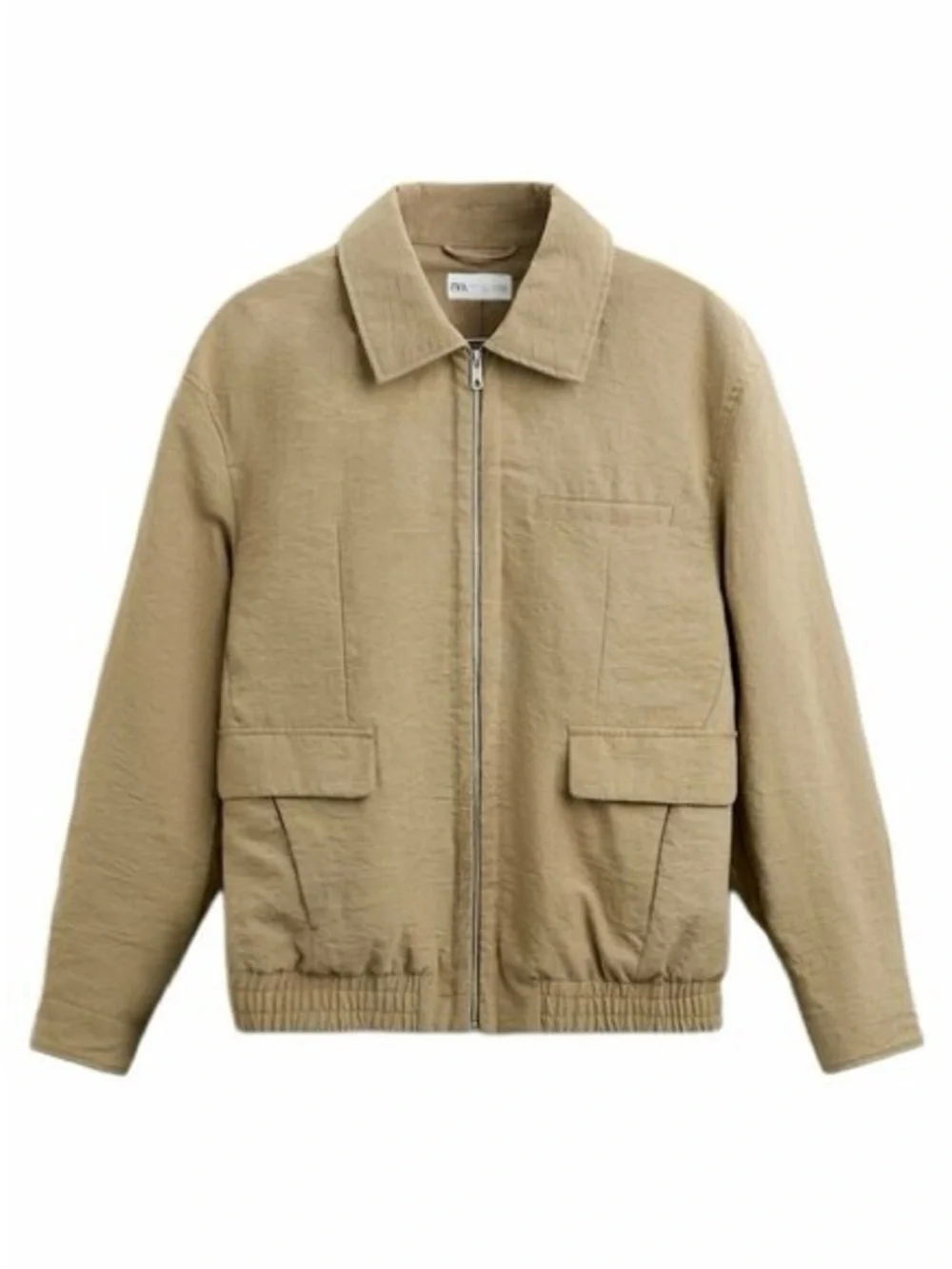 Zara Men's Lightweight Zip-Up Bomber Jacket, Khaki - Picture 2 of 13